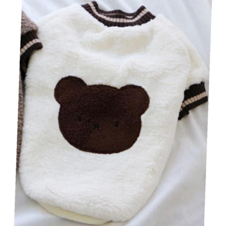 강아지 빅베어 쿨 뽀글이 반팔티 화이트 1P 티셔츠 겨울
