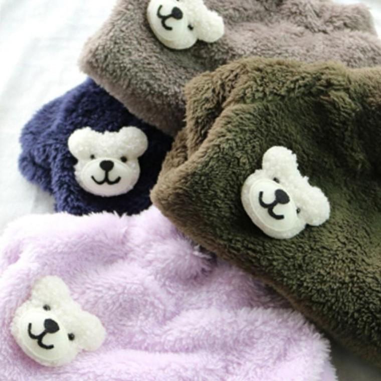 강아지 곰돌이 하이브리드 뽀글이 반팔티 네이비 1P 티셔츠 겨울