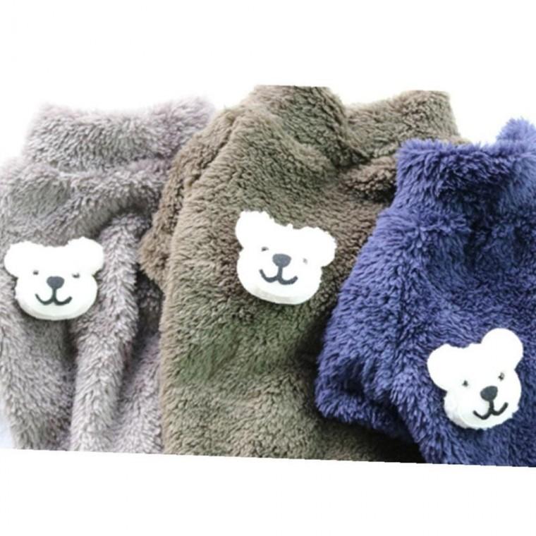 강아지 곰돌이 정밀형 뽀글이 반팔티 카키 1P 티셔츠 겨울