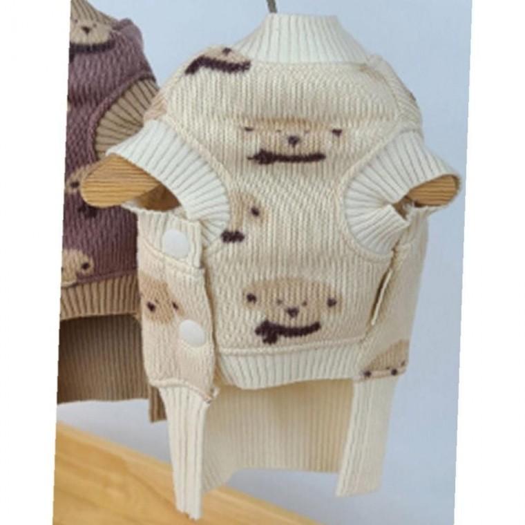 강아지 멍뭉이 내구강화 똑딱이 니트티 크림 2XL 1P 겨울 보온