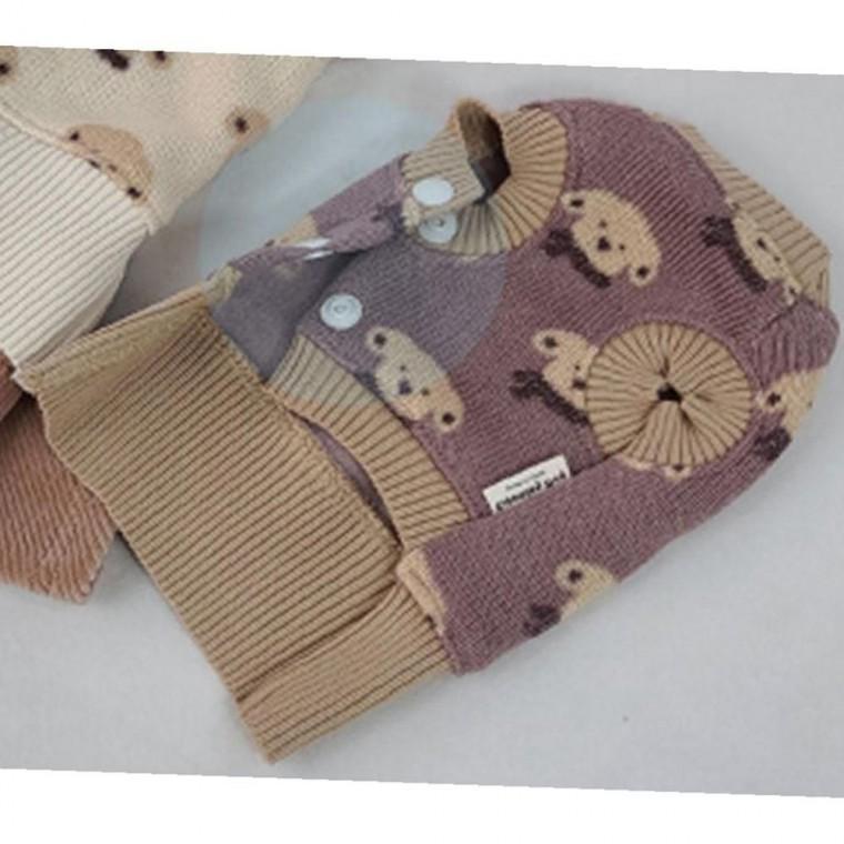 강아지 멍뭉이 탄탄형 똑딱이 니트티 브라운 2XL 1P 겨울