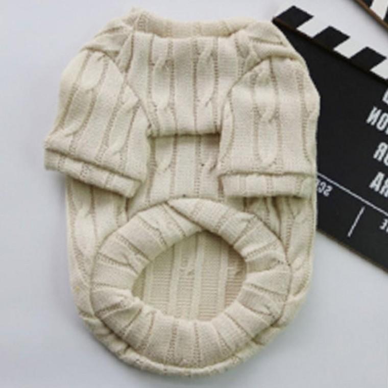 강아지 하트 고밀도 반팔 니트티 아이보리 2XL 1P 겨울 보온