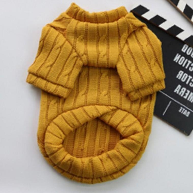 강아지 하트 편리형 반팔 니트티 머스타드 2XL 1P 겨울 보온