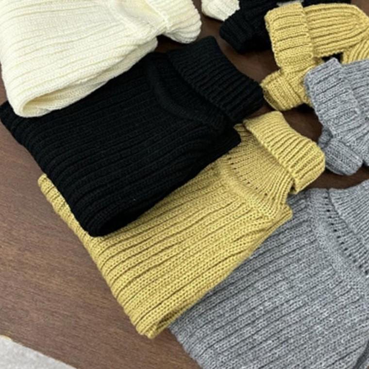 강아지 골지 오리지널형 목폴라 니트티 베이지 1P 겨울 보온 외출