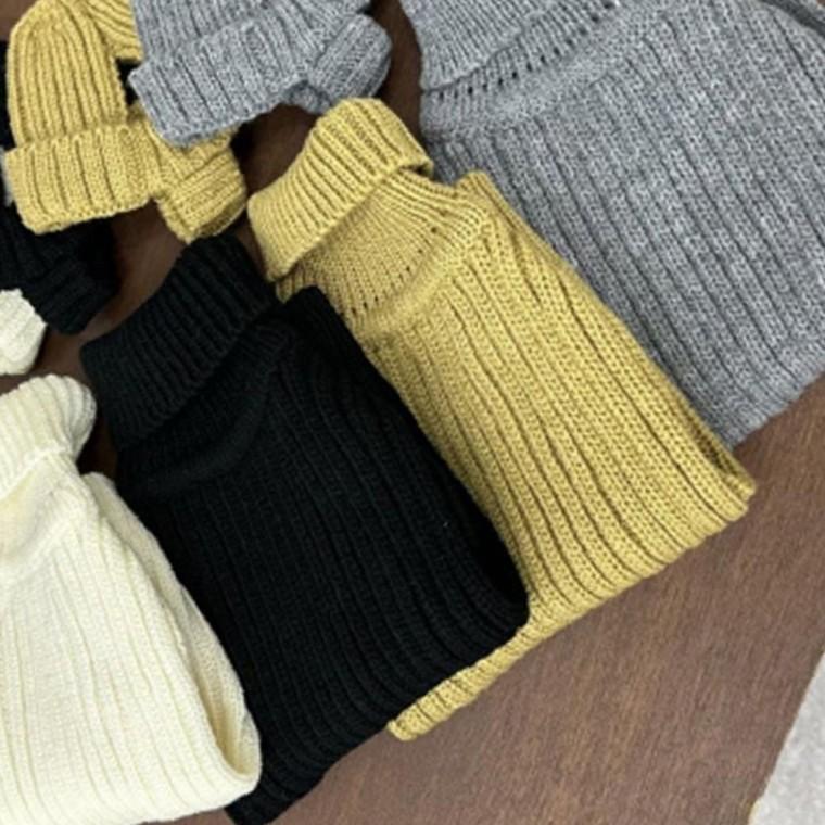 강아지 골지 강력형 목폴라 니트티 베이지 2XL 1P 겨울 보온