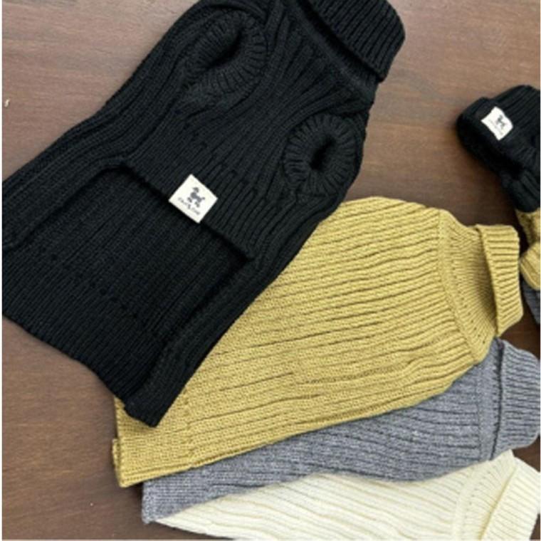 강아지 골지 고신뢰 목폴라 니트티 블랙 2XL 1P 겨울 보온