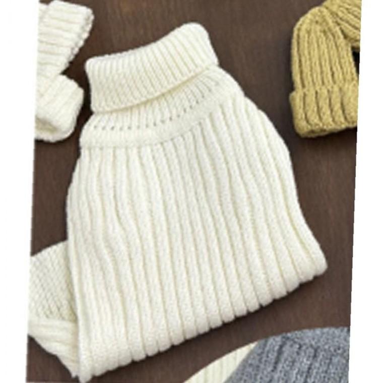 강아지 골지 검증형 목폴라 니트티 화이트 1P 겨울 보온 외출