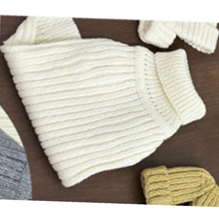 강아지 골지 인기형 목폴라 니트티 화이트 2XL 1P 겨울 보온