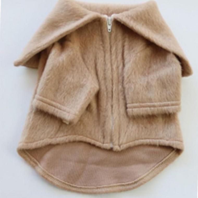 강아지 빅카라 프로급 집업 반팔티 베이지 1P 겨울 보온 자켓