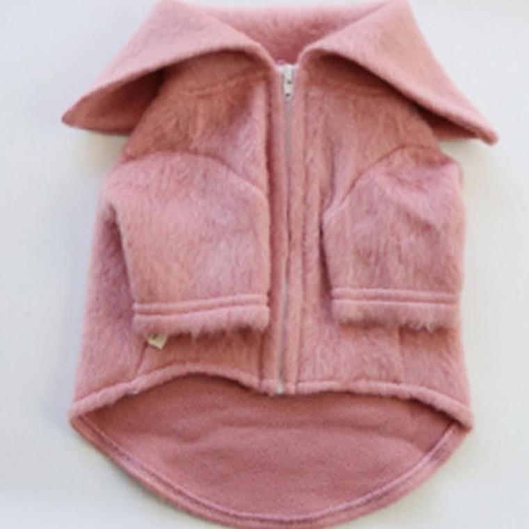 강아지 빅카라 쿼드 집업 반팔티 핑크 1P 겨울 보온 자켓