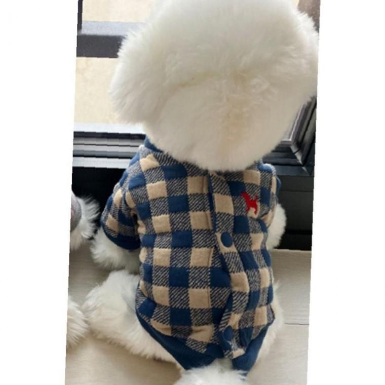강아지 체크 탄탄형 퀄팅 똑딱이 재킷 네이비 3XL 1P 겨울