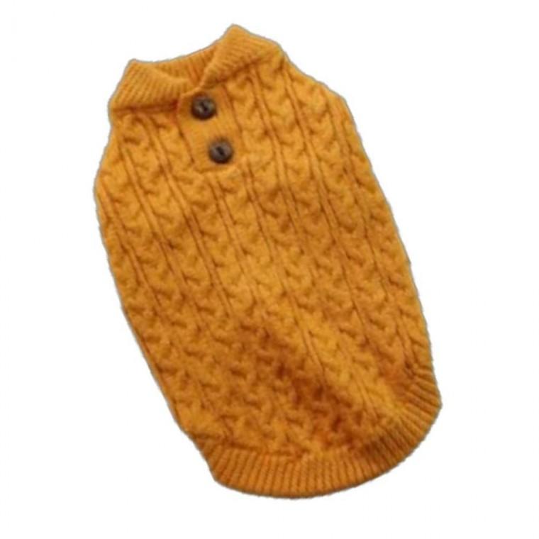 강아지 꽈배기 실용형 짜임 카라 니트티 오렌지 3XL 1P 겨울