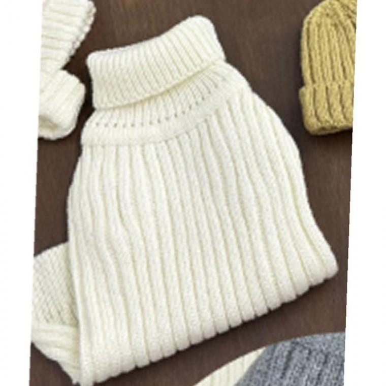 강아지 골지 견고형 목폴라 니트티 베이지 3XL 1P 겨울 보온