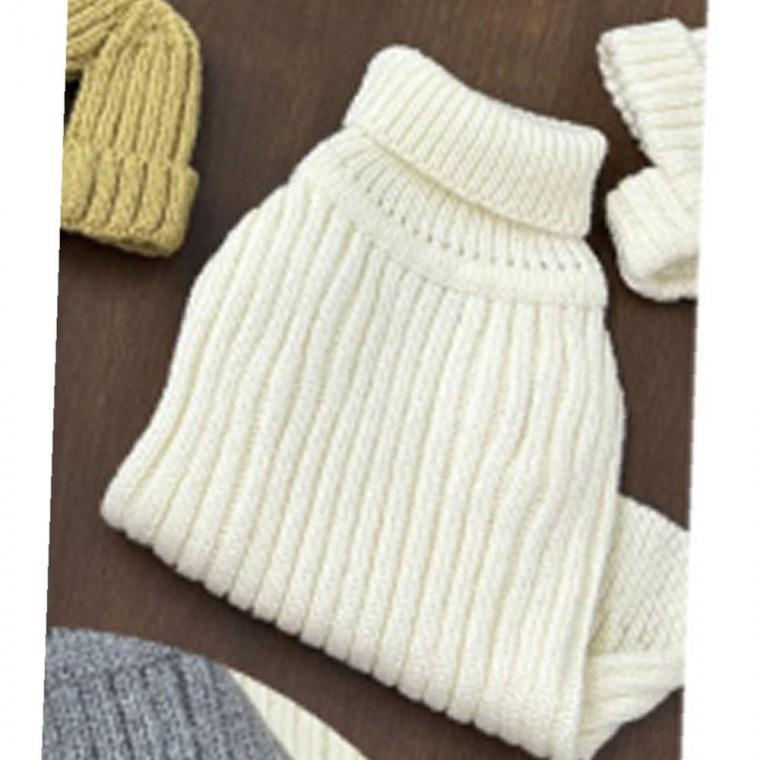 강아지 골지 고탄성 목폴라 니트티 화이트 3XL 1P 겨울 보온