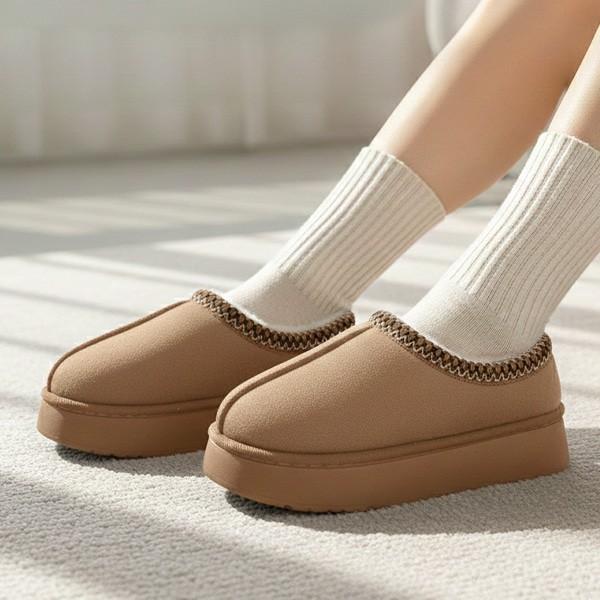 따뜻한카멜 플랫폼 여성 겨울 포근 발편한 데일리 퍼슬리퍼