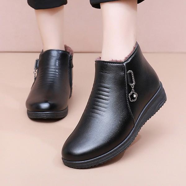 여성 겨울 방한 퍼안감 지퍼 앵클부츠 데일리화