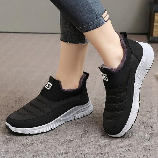 여성 겨울 방한 털안감 패딩 슬립온 운동화