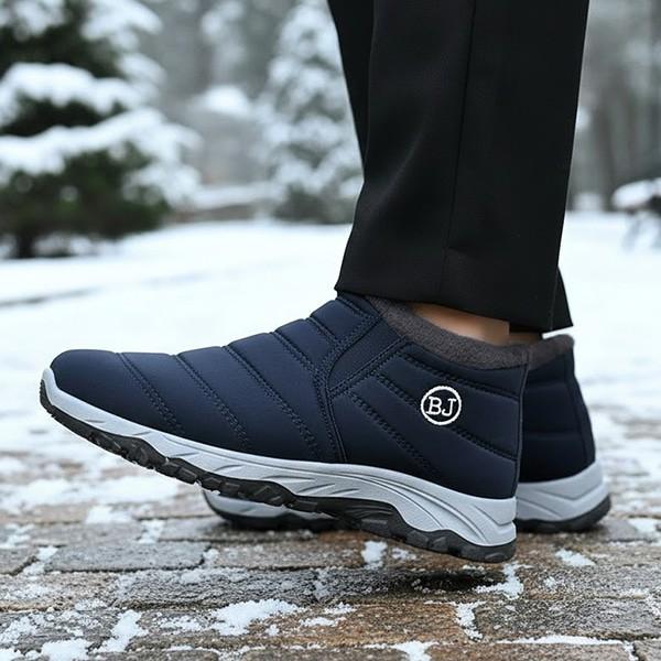 남녀공용 네이비 패딩 방한화 털 안감 슬립온 겨울 방수 신발