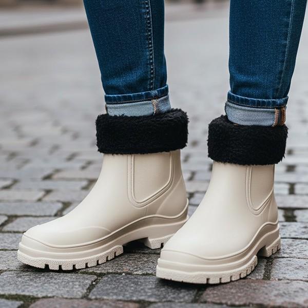 여성 퍼안감 첼시 레인부츠 겨울 방수부츠