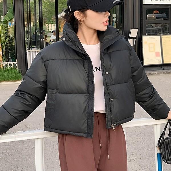 데일리미니멀 블랙 여성 루즈핏 하이넥 포근 겨울 숏패딩점퍼