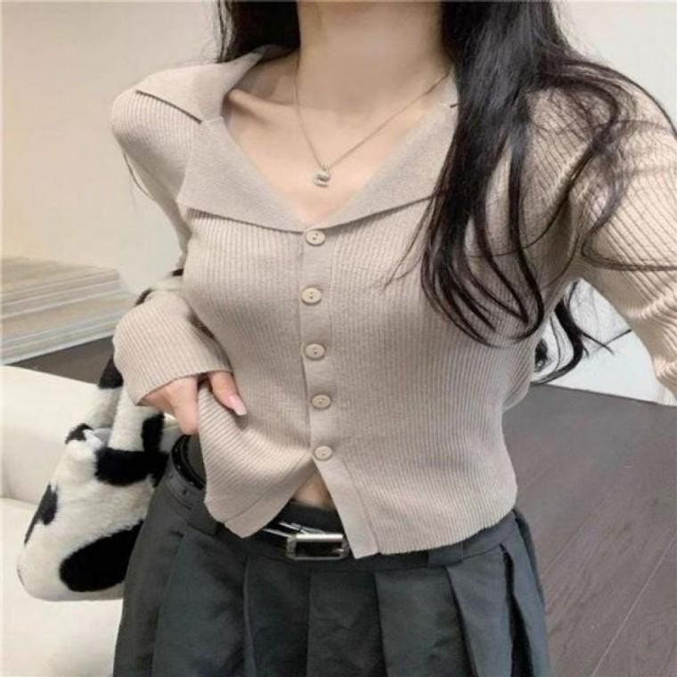 여리여리 긴팔 V넥 카라 슬림핏 니트 가디건 SSH142 니트티 브이넥니트 캐시미어 베스트 겨울 니트 풀오버