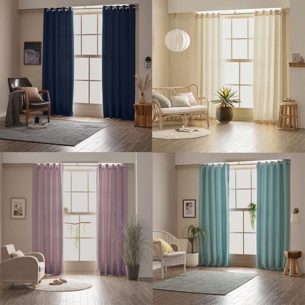 아일렛형 긴창 암막커튼 1장 거실형 3중직 고밀도