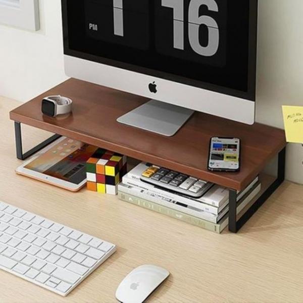 살림살림 모니터 받침대 선반/ 블랙프레임+우드