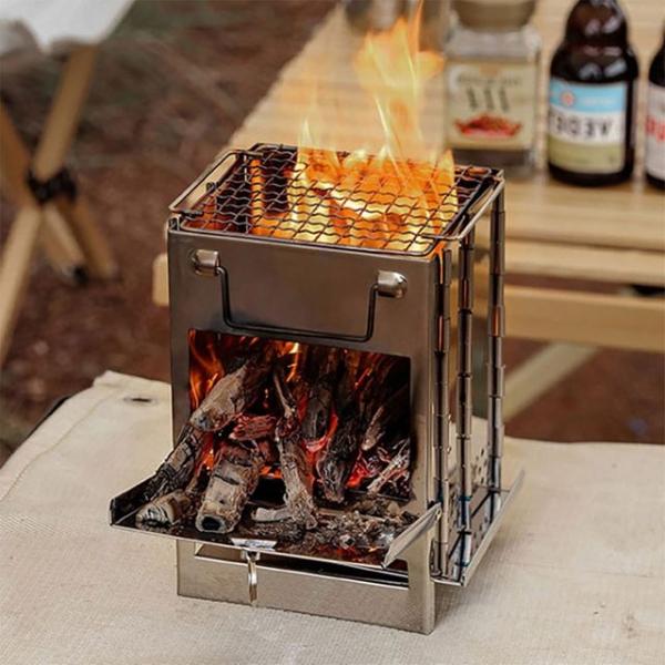 캠프파이어 불멍 접이식 사각 화목 스텐 난로 대형