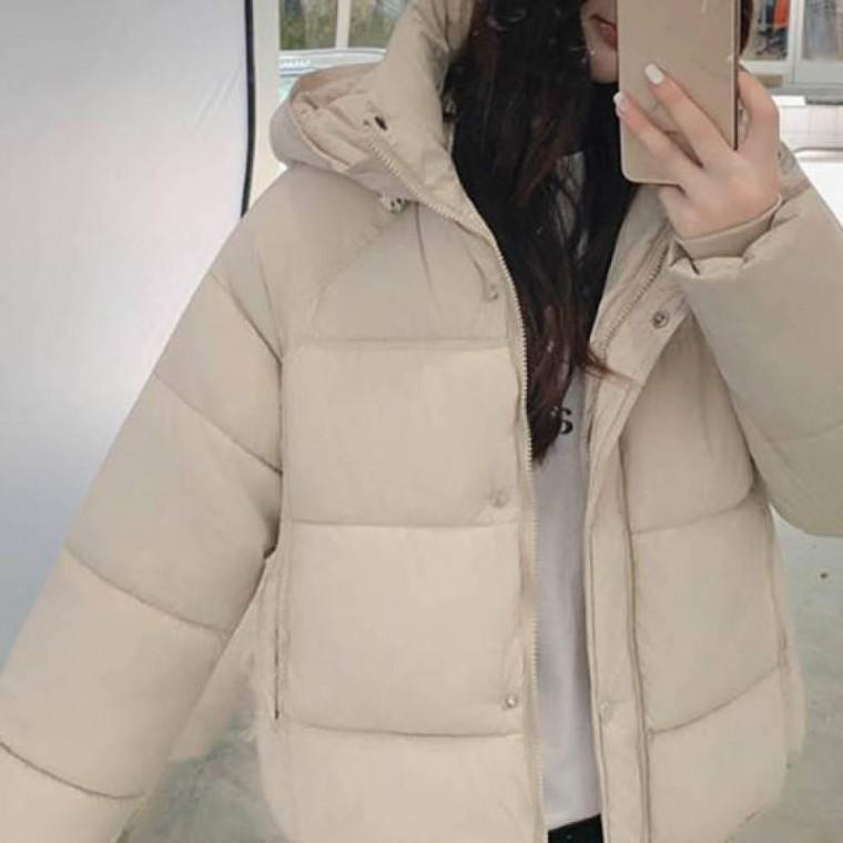 반목 숏패딩 가벼운 겨울 야외활동 단색 여성 점퍼