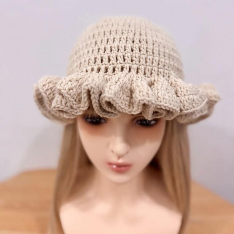 프릴 겨울모자 벙거지 방한모자 니트 볼륨 여성 모자 여성모자 니