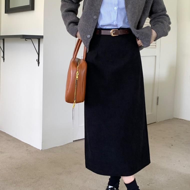 겨울 코듀로이 A라인 골덴 롱 스커트 SSH-100