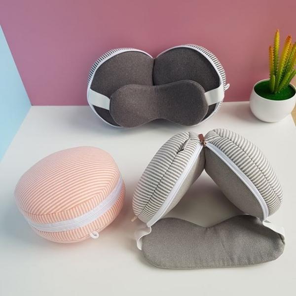 키밍 여행용 휴대 안대 목쿠션 일체형 목베개 기내용