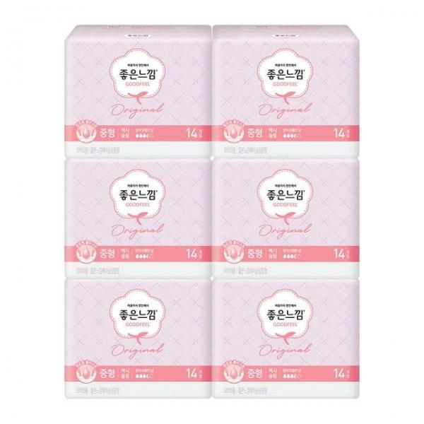 좋은느낌 오리지널 맥시슬림 중형 생리대 14입x6개
