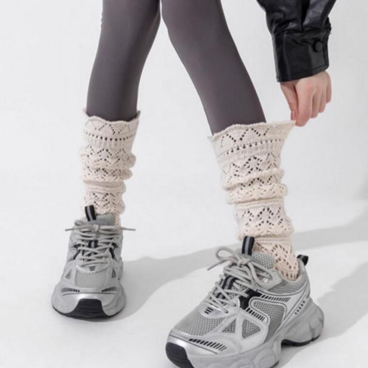 여성 겨울 레이어드 루즈 니트 짜임 긴 양말 니삭스