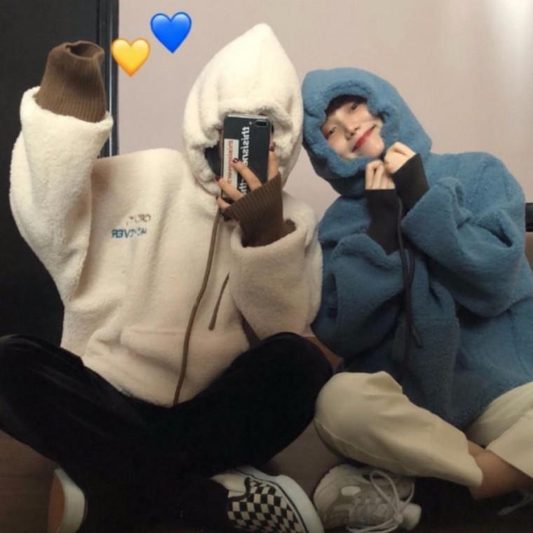 여성 겨울 오버핏 루즈핏 뽀글이 후리스 후드티셔츠