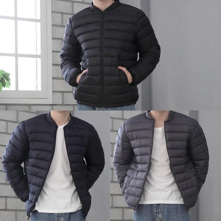 남녀공용 겨울 경량 커플 베이직 패딩 자켓 노카라 점퍼
