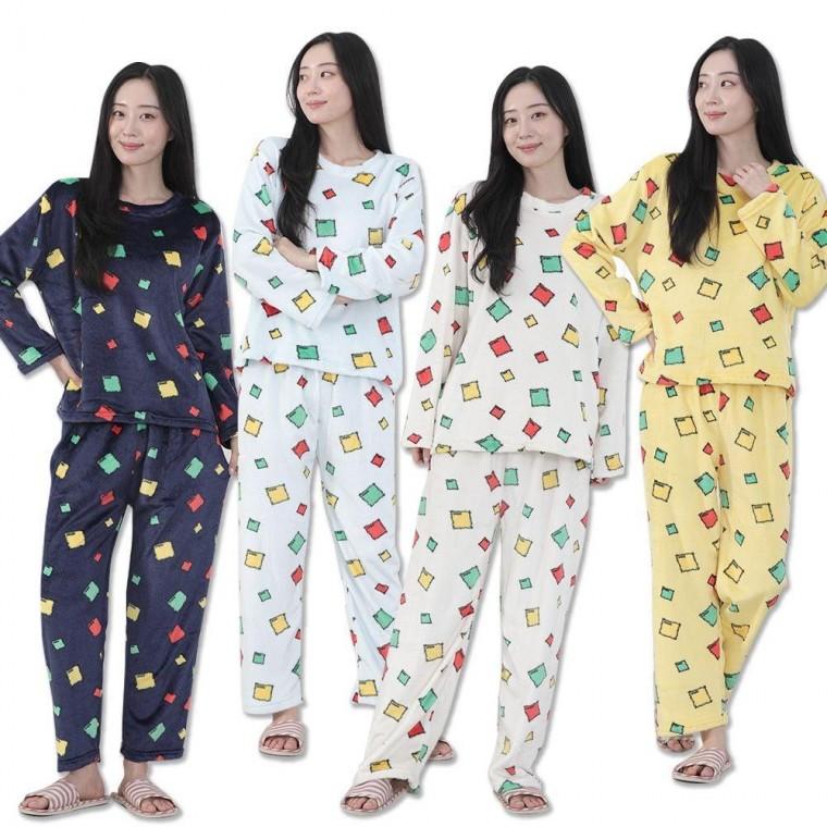 여성 빅사이즈 겨울 밍크 누더기 수면 잠옷 파자마 내복