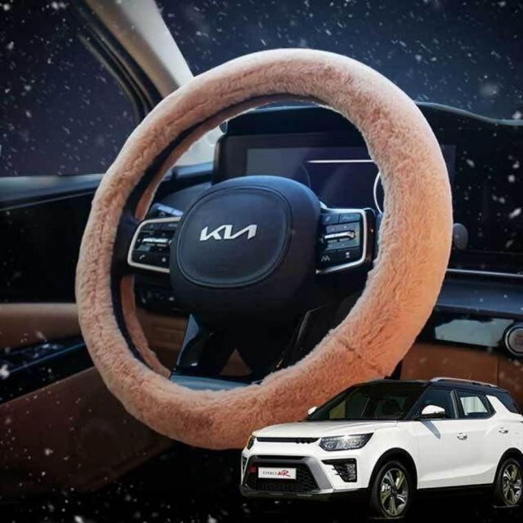 겨울 극세사 순정형 티볼리 자동차 핸들 커버 덮개