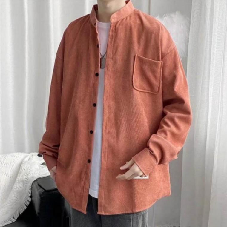 남성 코듀로이 반 하이넥 남방 골덴 겨울 카라 셔츠