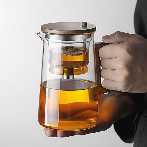 내열유리 버튼 드롭 박달나무 차포트 주전자 900ml