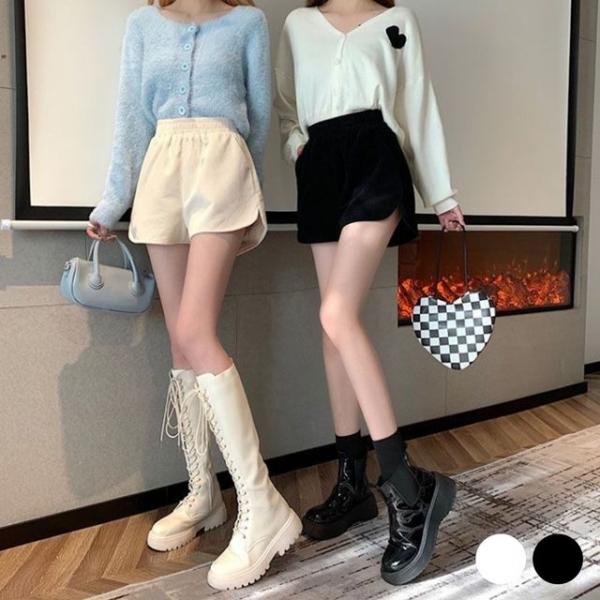 살짝 옆트임 골덴 반바지