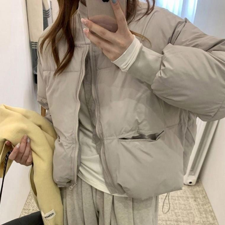 여성 겨울 라운드넥 집업 숏패딩 데일리 점퍼 아우터 3색