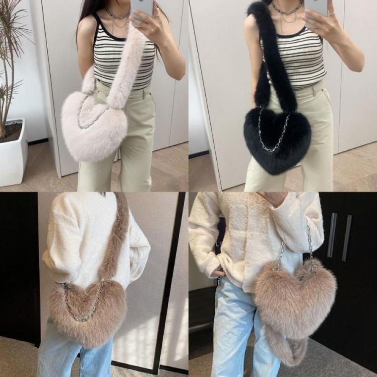 하트래빗백 퍼 겨울 여성 무지 털 체인 수입 여성 백 미니백 여성 여행 패션