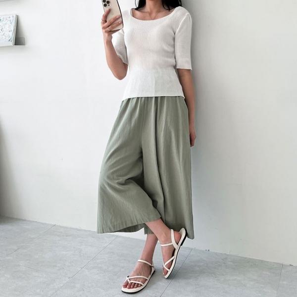 티유 8부 마 와이드 통바지