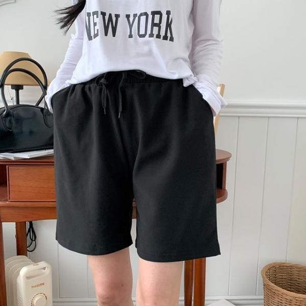 케밀 블랙 무지 5부 반바지