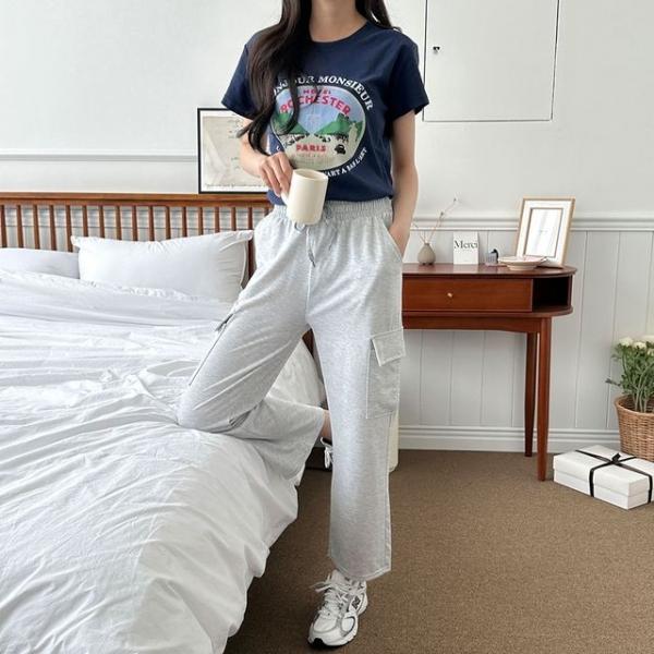 리챈스 307 면 카고 일자팬츠