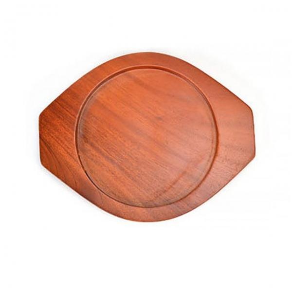 고급형 원형 스테이크철판 나무받침대-4호