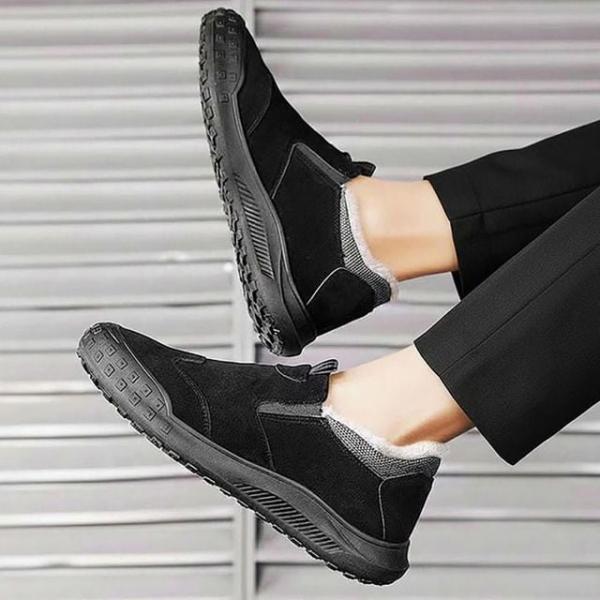 남성 기모 운동화 겨울 단화 슬립온 퍼안감 스니커즈 3색