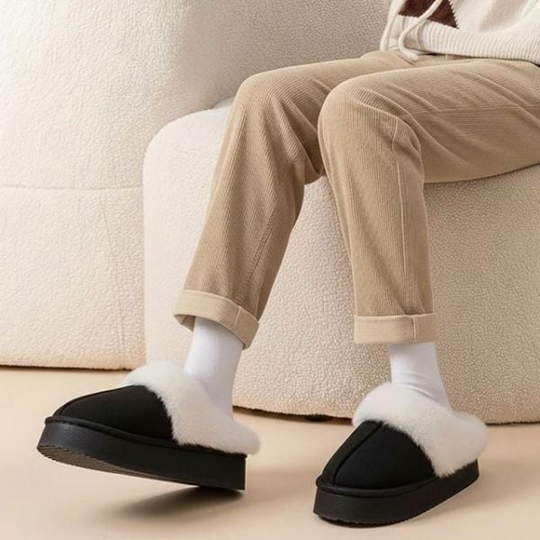 남성 통굽 털슬리퍼 기모 퍼안감 사무실 실내 외출 방한화