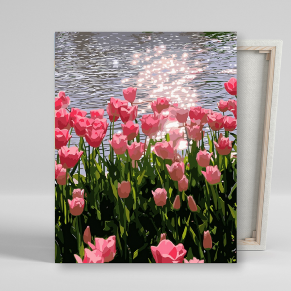DIY 페인팅 호수와 튤립 40x50